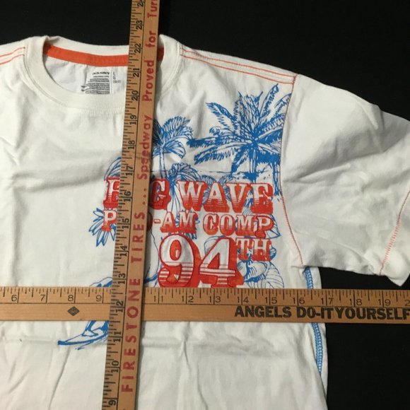 #N Old Navy Big Wave Pro-am Comp 94th Tee Shirt North Shore Mens L (10-12) White - Picture 8 of 9